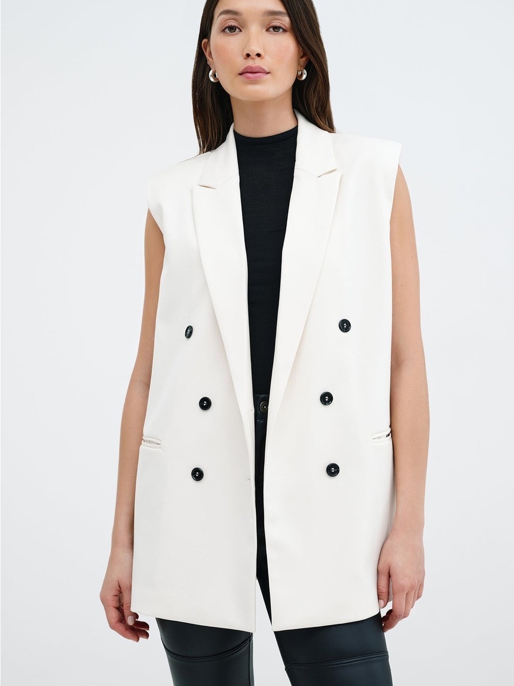Marcella Selena Sleeveless Double-Breasted Off White Blazer Vest sz XL NWT